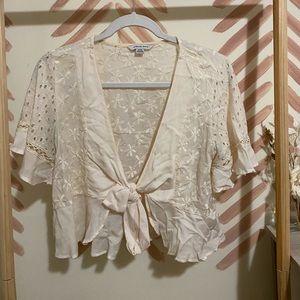 Cropped Tie Front Top